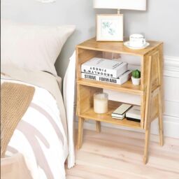 Rafaelo Mobilia Set Of 2 Bamboo Stackable Bedside Tables in Brown - thumbnail 2