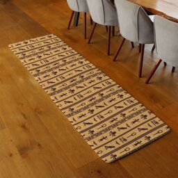 Benjamin Tate Design Eye Of Horus Pharaoh Flowers Pyramid Bird Ankh Runner Rug in Natural - Size: 67 cm x 230 cm - thumbnail 2