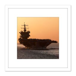 Artery8 Atherton Military USA Navy USS Enterprise Fleet Photo 8X8 Inch Square Wooden Framed Wall Art Print Picture with Mount in White - thumbnail 1