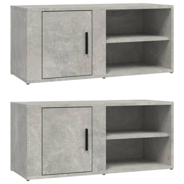Berkfield Home TV Cabinets 2 pcs Concrete Grey 80x31.5x36 cm Engineered Wood - image 1