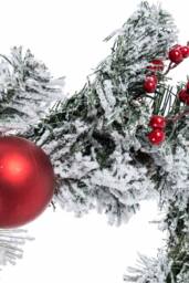 Homescapes Frosted Large Artificial Fir Wreath with Red Baubles, 19 Inch - thumbnail 3