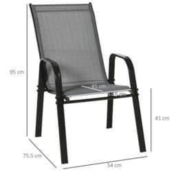 VOGREX Set of 4 Garden Dining Chair Set Outdoor w/ High Back, Dark Grey - thumbnail 2
