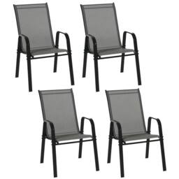 VOGREX Set of 4 Garden Dining Chair Set Outdoor w/ High Back, Dark Grey
