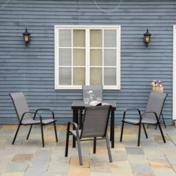 VOGREX Set of 4 Garden Dining Chair Set Outdoor w/ High Back, Dark Grey - thumbnail 3
