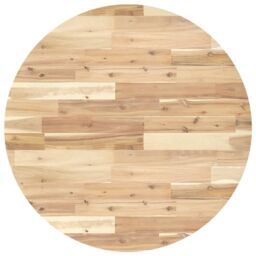Berkfield Home Table Top Round √ò80x2 cm Solid Wood Acacia in Brown - Size: 80x2 cm - thumbnail 2