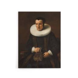 "Artery8 Old Lady with a Book Rembrandt van Rijn Canvas Wall Art Print in Brown - Size: W18"" x H24""" - thumbnail 1