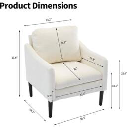 Havendro Modern Accent Chair with Legs Dining Kitchen Living Room in White - thumbnail 2