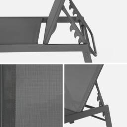 sweeek Set Of 2 Multi-position Deckchairs Textilene & Steel in Grey - thumbnail 4