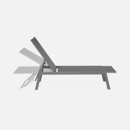 sweeek Set Of 2 Multi-position Deckchairs Textilene & Steel in Grey - thumbnail 3