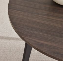 FurnitureboxUK Koko 4-Seater Round Melamine Scratch Resistant Dining Table With Black Legs in Walnut - thumbnail 4