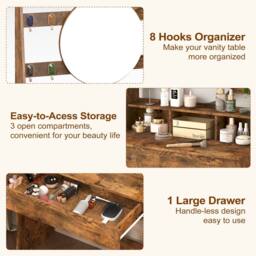 KEEPREAPER Stylish Dressing Table with Lights & Adjustable Lighting Colours in Brown - thumbnail 6