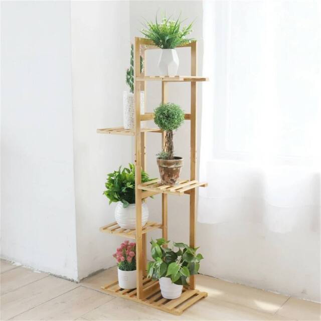 Nordara 40x20.2x102cm 5/6 Tier Ladder Shelf Storage Plant Stand Display in Beige - Size: Small - image 1