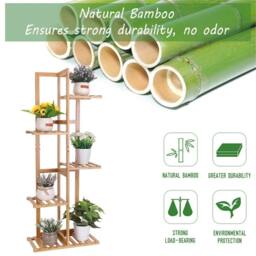 Nordara 40x20.2x102cm 5/6 Tier Ladder Shelf Storage Plant Stand Display in Beige - Size: Small - thumbnail 5
