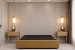 Chester & Oakley Alure Plush Divan Bed Base With No Drawers in Mustard - Size: Super King