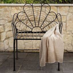 Wyld and Coco Garden Accent Chair Black Iron With Armrests - Vintage Retro
