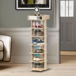 FURNOS Narrow 7-Tier Vertical Shoe Rack Organise Hallway in Natural - thumbnail 5