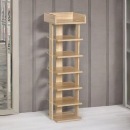 FURNOS Narrow 7-Tier Vertical Shoe Rack Organise Hallway in Natural - thumbnail 4