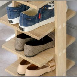 FURNOS Narrow 7-Tier Vertical Shoe Rack Organise Hallway in Natural - thumbnail 3