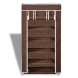 Berkfield Home Unviewable Fabric Shoe Cabinet with Cover 58 x 28 x 106 cm Brown - thumbnail 6