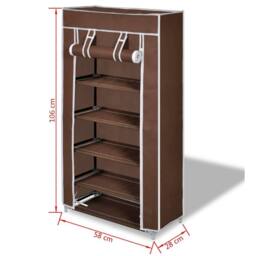 Berkfield Home Unviewable Fabric Shoe Cabinet with Cover 58 x 28 x 106 cm Brown - thumbnail 7