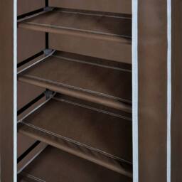 Berkfield Home Unviewable Fabric Shoe Cabinet with Cover 58 x 28 x 106 cm Brown - thumbnail 5