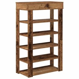 Berkfield Home Shoe Rack Old Wood 60x30x98 cm Engineered Wood in Brown - Size: 60 x 30 x 98 cm - thumbnail 6