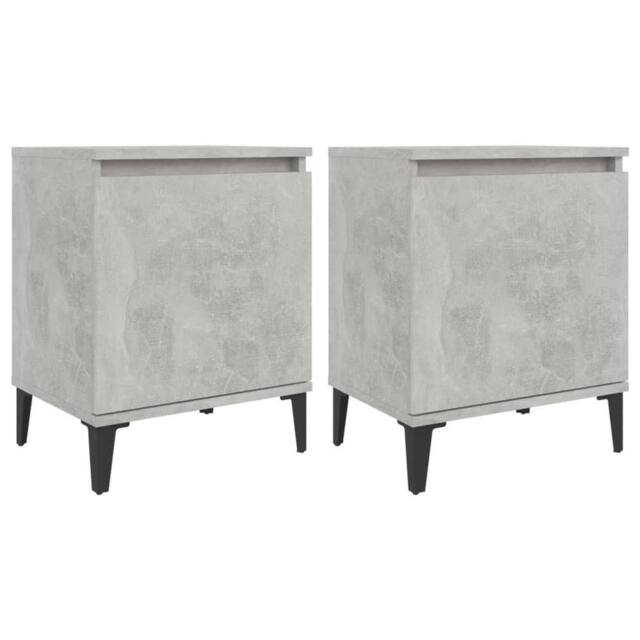 Berkfield Home Bed Cabinets with Metal Legs 2 pcs Concrete Grey 40x30x50 cm - Size: 40 x 30 x 50 cm - image 1