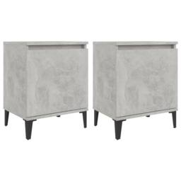 Berkfield Home Bed Cabinets with Metal Legs 2 pcs Concrete Grey 40x30x50 cm - Size: 40 x 30 x 50 cm - thumbnail 1