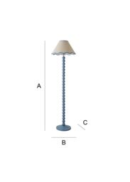 ValueLights Bobbins Powder Blue Floor Lamp with Tapered Natural Linen Scallop Shade in Pale Blue - thumbnail 9