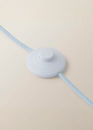 ValueLights Bobbins Powder Blue Floor Lamp with Tapered Natural Linen Scallop Shade in Pale Blue - thumbnail 5