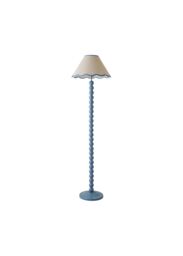 ValueLights Bobbins Powder Blue Floor Lamp with Tapered Natural Linen Scallop Shade in Pale Blue - thumbnail 7