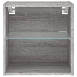 Berkfield Home Bedside Cabinet with LED Lights Wall-mounted Grey Sonoma - thumbnail 7
