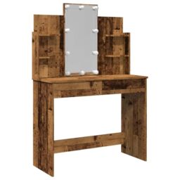 Berkfield Home Dressing Table with LED Lights Old Wood 96x40x142 cm in Brown - Size: 96 x 40 x 142 cm - thumbnail 5