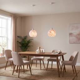 Happy Homewares Modern Pink & White Snowflake 20cm Glass Pendant Ceiling Lamp Shade - thumbnail 6