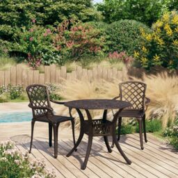 Berkfield Home 3 Piece Bistro Set Cast Aluminium Bronze in Brown