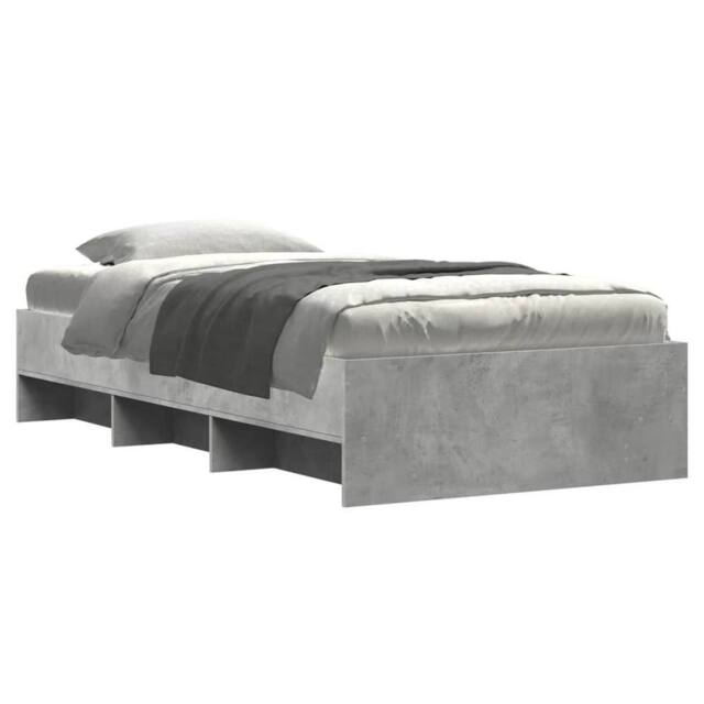Berkfield Home Durable Bed Frame without Mattress Concrete Grey 90x200cm Enginee - Size: 90x200 cm - image 1