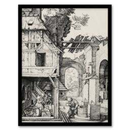 Artery8 Albrecht Durer The Nativity Birth of Jesus Christ Framed Art Print in White - Size: A4 - thumbnail 1
