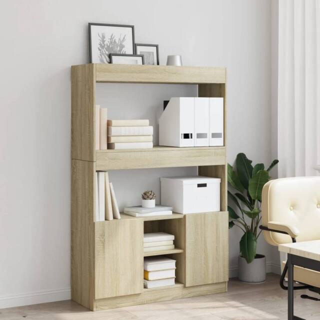 Berkfield Home Highboard¬†Sonoma Oak 92x33x140 cm Engineered Wood in Light Tan - Size: 92 x 33 x 140 cm - image 1
