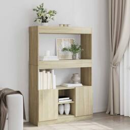 Berkfield Home Highboard¬†Sonoma Oak 92x33x140 cm Engineered Wood in Light Tan - Size: 92 x 33 x 140 cm - thumbnail 2