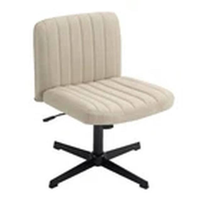 EONLION Armless Office Chair Fabric Padded Seat Visitor Chair Beige - image 1