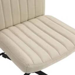EONLION Armless Office Chair Fabric Padded Seat Visitor Chair Beige - thumbnail 3