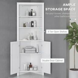 Wyld Haus Dotre Corner Bathroom Storage Cabinet White Cupboard 3 Shelves - thumbnail 6