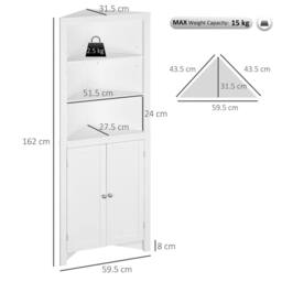Wyld Haus Dotre Corner Bathroom Storage Cabinet White Cupboard 3 Shelves - thumbnail 4