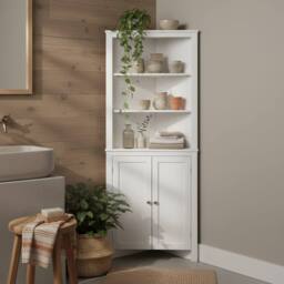 Wyld Haus Dotre Corner Bathroom Storage Cabinet White Cupboard 3 Shelves