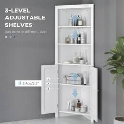 Wyld Haus Dotre Corner Bathroom Storage Cabinet White Cupboard 3 Shelves - thumbnail 7