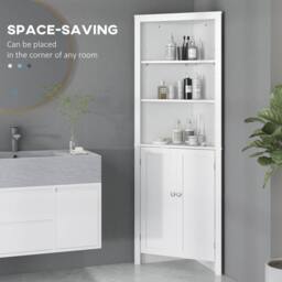 Wyld Haus Dotre Corner Bathroom Storage Cabinet White Cupboard 3 Shelves - thumbnail 5
