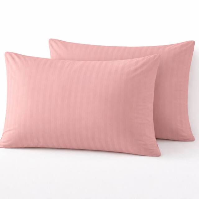 Homes-Linen Microfiber Stripe Pillowcases Set of 2 Hotel Quality in Pale Pink - Size: Standard Pillow Case