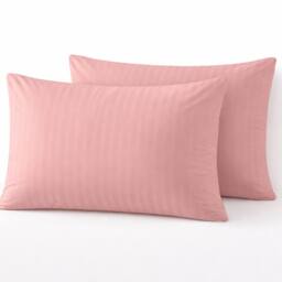 Homes-Linen Microfiber Stripe Pillowcases Set of 2 Hotel Quality in Pale Pink - Size: Standard Pillow Case - thumbnail 1