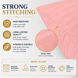 Homes-Linen Microfiber Stripe Pillowcases Set of 2 Hotel Quality in Pale Pink - Size: Standard Pillow Case - thumbnail 4