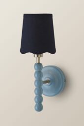 ValueLights Bobbins Pastel Bobble Wall Light & Navy Linen Lamp Shade - thumbnail 3